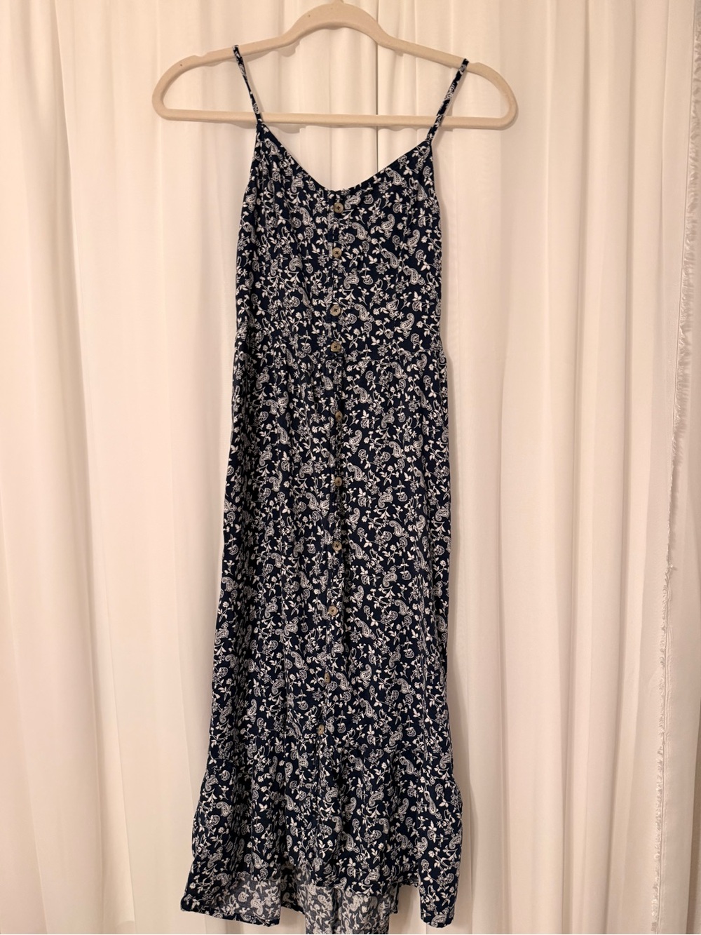 Hollister Navy & White Floral Button-Front Maxi Dress - Picture 1 of 3